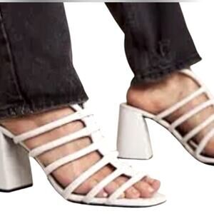 NWT Free People Colette White Leather Sling Back Sandal, 7.5